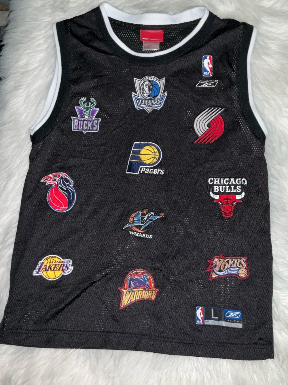 Reebok Black Kids NBA Patch Sleeveless Jersey with Team Logos